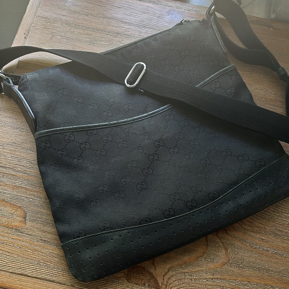 Gucci Guccissima Monogram Crossbody Black Fabric and Leather Adjustable Strap - Picture 1 of 16